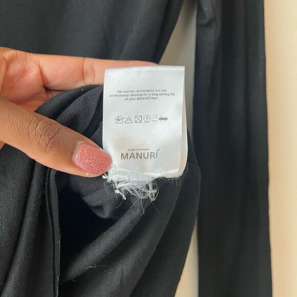 Revolve Manuri Top Black Sandy Asymmetric Cut Out Flare Sleeve Long Blouse Sz XS - Picture 10 of 10